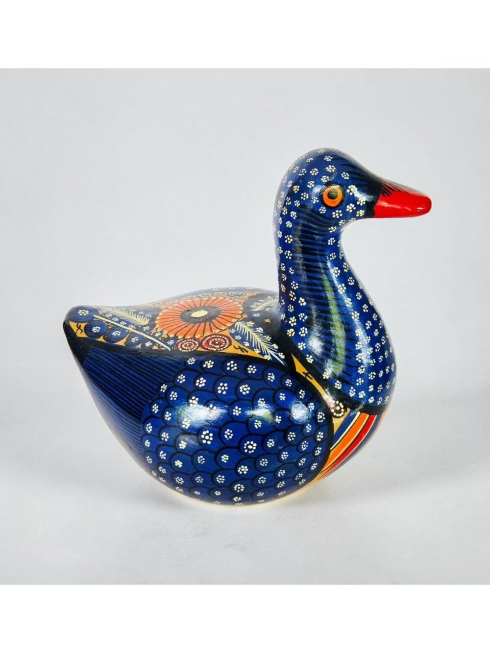 Colorful Mexican Pottery Duck Hand Painted Folk Art, Tonala, Talavera, Decor 7.5